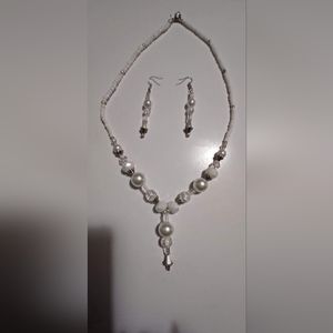 Hand made beaded necklace and earrings set.